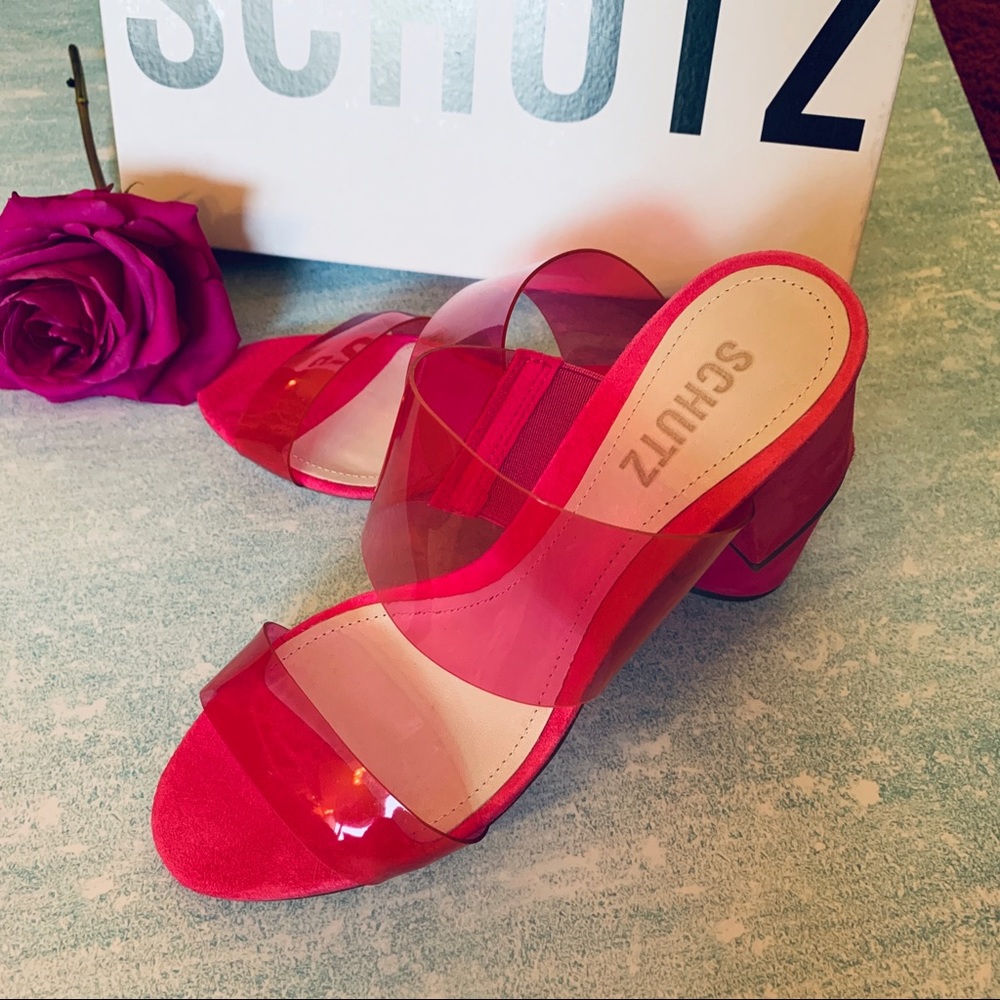 SCHUTZ NWT Chunky Heel Sandal Vinyl Straps - Picture 11 of 11